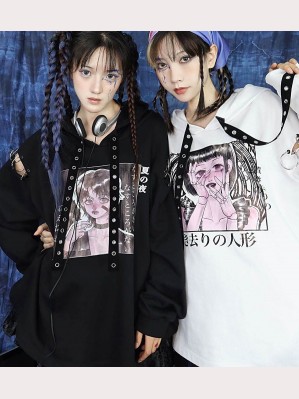 Boy & Girl Printed Gothic Hoodie by Blood Supply (BSY102)